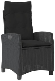 9 részes fekete polyrattan kerti étkezőgarnitúra párnákkal