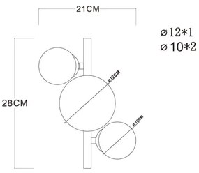Globo 56135-3W - LED Felületre szerelhető csillár RIHA 3xG9/3,5W/230V réz