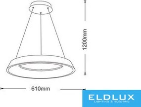 UNIVERSO Függeszték 43w 3440lm CCT IP20 Fekete D610x1200mm