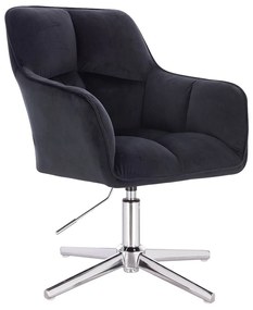 HR550CROSS Fekete modern velúr szék krómozott lábbal