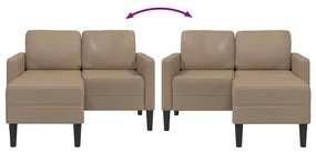 cappuccino műbőr 2 üléses kanapé L-alakú kanapéval 125 cm