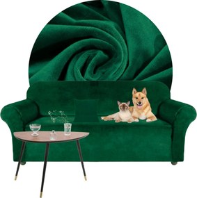 Kanapé Huzat Sarok Elasztikus Velúr Plüss 190-230 Zöld