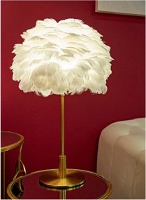 Fehér-aranyszínű asztali lámpa (magasság 50 cm) Ball Feather – Mauro Ferretti