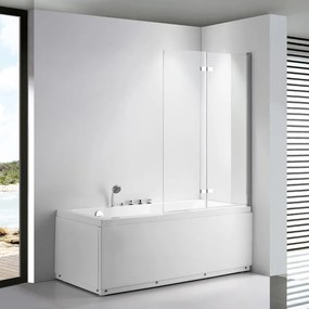 Stuxi Ravenna 100x140 összecsukható 2 szárnyú kádparaván 6 mm vastag vízlepergető biztonsági üveggel, krómozott elemekkel