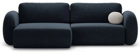 Sötétkék zsenília kinyitható-tárolóhelyes sarokkanapé Tonale – Cosmopolitan Design