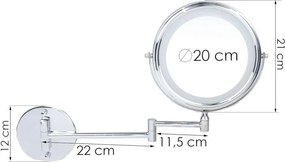 Erga Eda, LED megvilágítású sminktükör ø20 cm, króm, ERG-YKA-CH.EDA