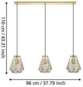 Eglo 43695 - Csillár zsinóron STYPE 1xE27/40W/230V arany