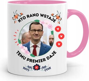 Rózsaszín Politikai Bögre Mateusz Morawiecki Miniszterelnök fényképes nyomtatással