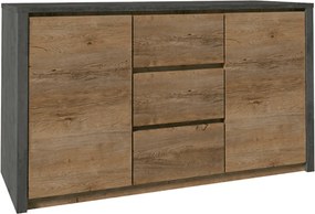 Komód, tölgy lefkas sötét/smooth szürke, MONTANA K2DP