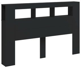 fekete szerelt fa LED-es fejtámla 160x18,5x103,5 cm