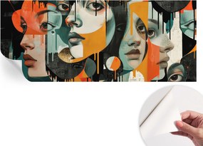 Öntapadós tapéta Fali furnér 3D hatás Színes arcok 250x104 cm