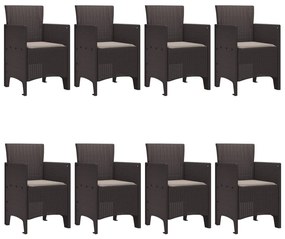 9 darabos kerti étkezőszett párnákkal Barna poly rattan
