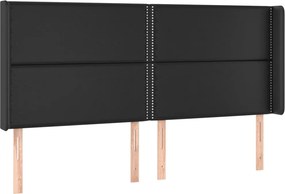 vidaXL fekete műbőr fejtámla szárnyakkal 203x16x118/128 cm