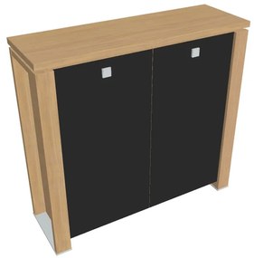 Verno+ közepes szekrény 140 x 46 x 130 cm, üvegajtó, világos tölgy / fekete