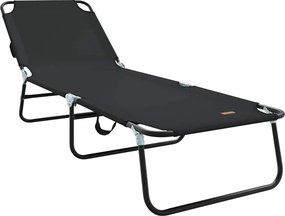 vidaXL Összecsukható nyugágy Fekete 188 x 57 x 86,5 cm Poliészter