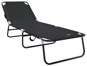 vidaXL Összecsukható nyugágy Fekete 188 x 57 x 86,5 cm Poliészter