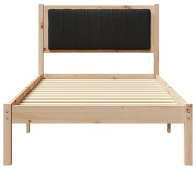 Ágykeret Kárpitozott Fejtámlával fejtámlával Fekete 90 x 200 cm