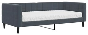 sötétszürke bársony heverő matraccal 90 x 190 cm