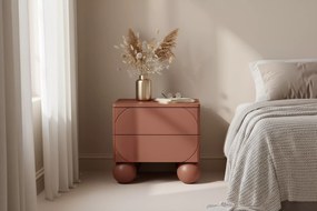 Sonatia II éjjeliszekrény két fiókkal, gömb lábakon - 45 cm - bordó