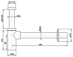 Bruckner - Kerek leeresztő DN32 fényezett króm