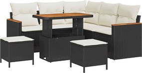 vidaXL Kerti Kanapé Szett párnával 8 pcs Fekete Poli rattan