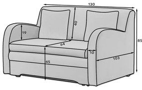 Fehér buklé kinyitható-tárolóhelyes kanapé 130 cm Ario – ELTAP