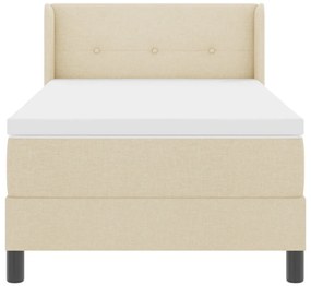 Boxspring Ágy Matraccal, Krém szín, 90 x 200 cm, Szövet.