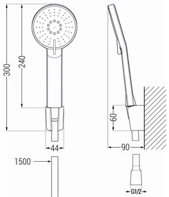 Mexen Lynx R40 fürdőszett zuhanygarnitúrával, fekete, 745903R40-70