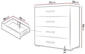 Komód Teratino 4SZ (fehér)  . 1103688