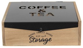Fa teásdoboz 9 rekeszes fém tetővel Coffee&Tea