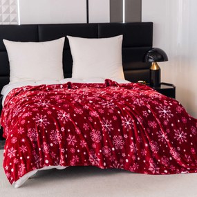 Piros karácsonyi mikroplüss pléd SNOWFALL Méret: 200 x 220 cm