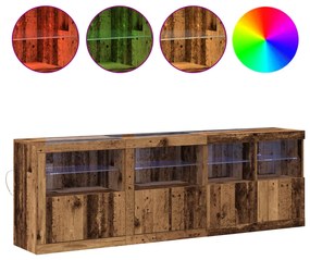 büfé LED világítással régies fa 202x37x67 cm Mérnöki fa.