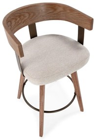 Krémszínű-natúr színű kárpitozott karfás bárszék szett 2 db-os Ilia – MOME