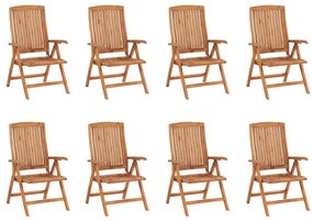 vidaXL 8 db dönthető tömör tíkfa kerti szék