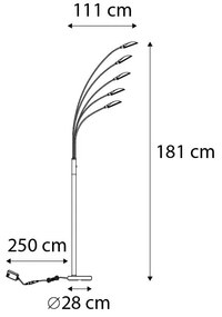 Design állólámpa sárgarézzel, LED-del 5 lámpás - Sixties Trento