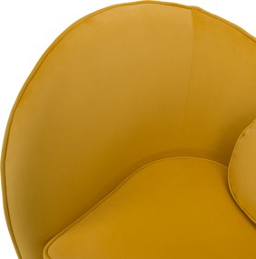 Dizájn fotel, sárga Velvet szövet/gold arany króm, EZIO