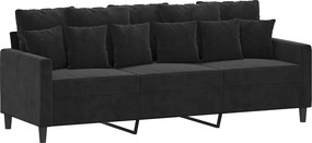 vidaXL 3 személyes fekete bársony kanapé 180 cm