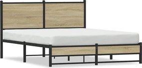vidaXL sonoma tölgy színű fém ágykeret matrac nélkül 150 x 200 cm