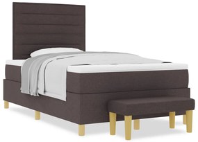 Box Spring ágy matraccal és paddal, sötétbarna, 120x190 cm, szövet