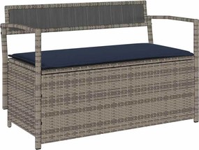 vidaXL szürke polyrattan kerti tárolópad párnával
