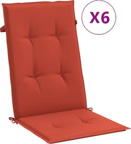 vidaXL 6 db melange piros szövet magas háttámlájú székpárna 120x50x4cm