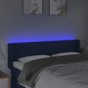 kék szövet LED-es fejtámla 147 x 16 x 78/88 cm