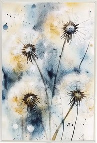 Poszter Alumínium Keret Akvarell Természet Tavasz Virágok Pitypang 40x60