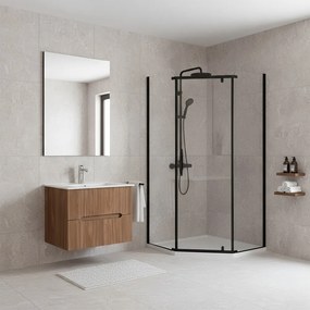 Celtic 100x100 cm ötszögletű zuhanykabin tálca nélkül fekete