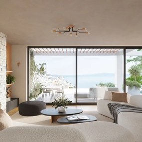 Sollux SL.1668 - Fali lámpa TIMBO 1xE27/15W/230V fekete/bézs/bükkfa