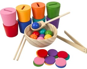 2Kids Toys - Szivárványos játékgolyók, játékérmék és pohárkák, 8 élénk színben