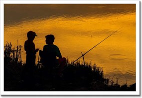 Poszter keretben 60x40 Nyugat halászok folyó halak