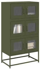 Highboard olívazöld 68x39x123 cm Acél