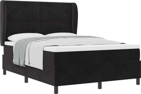 vidaXL Boxrugós ágy matracmal Fekete 190 x 140 cm Poliészter