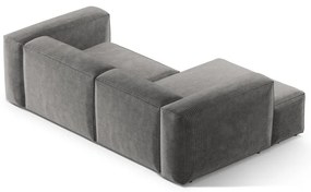 Világosszürke kordbársony sarokkanapé (bal oldali-heverő résszel) Bergano – Cosmopolitan Design